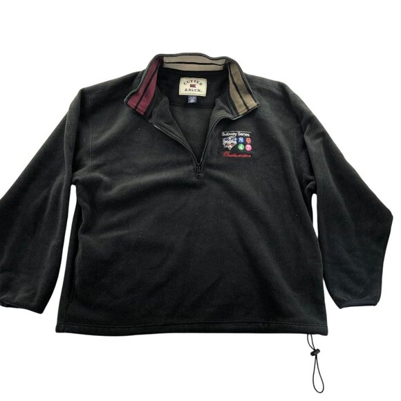 Subway Series 2000 Men's Fleece Jacket XL 1/4 Zip Embroidered Black Vintage - Picture 2 of 12